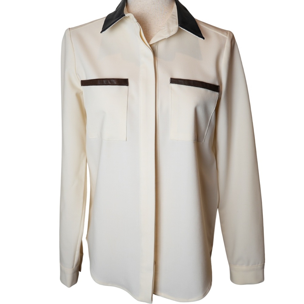 Women's Wool Button Down Shirt Sea New York in Cream Size 4